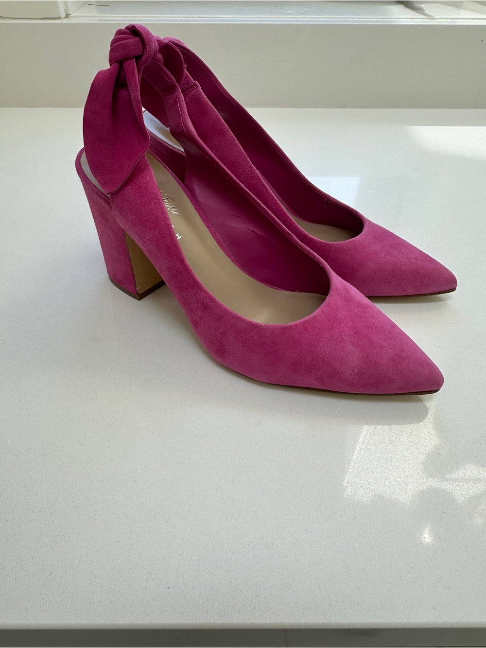 Lord & Taylor Fifth Fuchsia Suede Slingback Bow Pumps Size 8